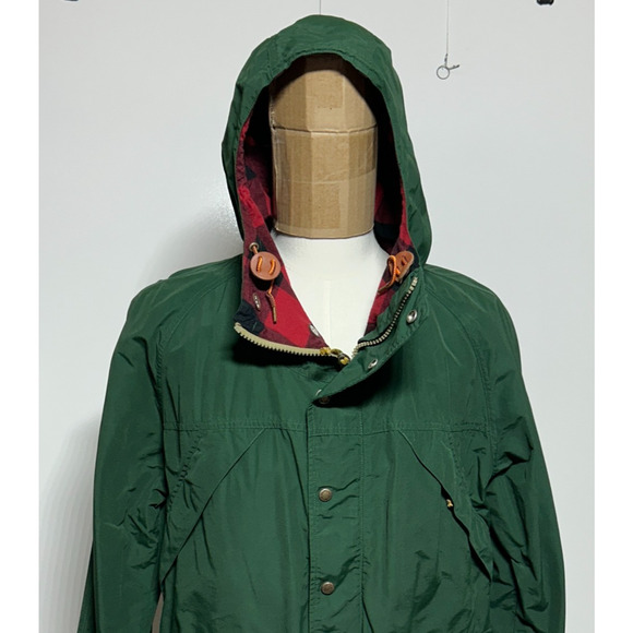 Polo Ralph Lauren Field Coat Parka Mens Large Green Full Zip Snap Plaid Jacket - Picture 2 of 12